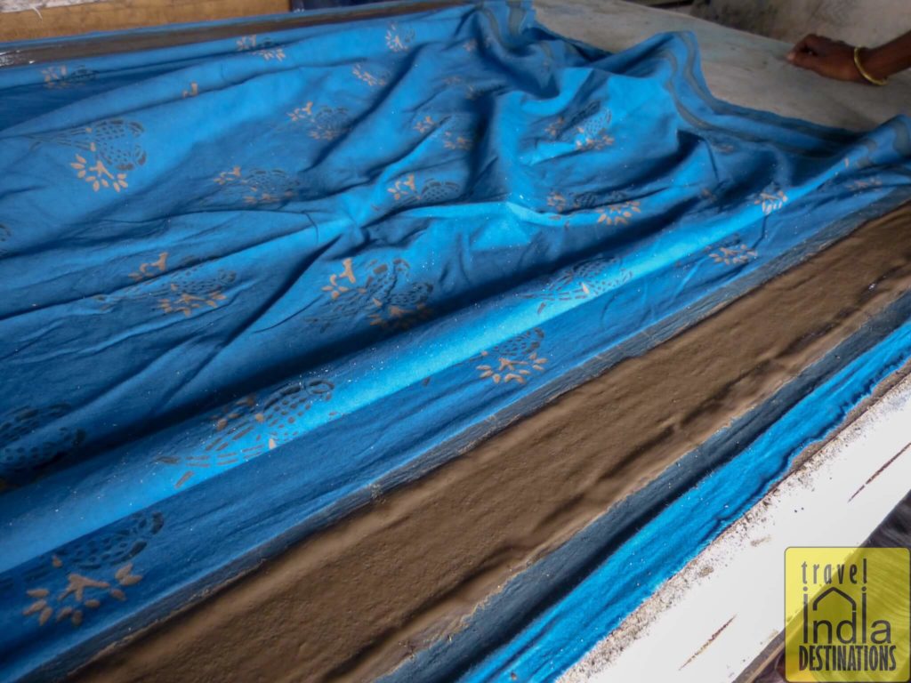 mud layer on dabu print fabric
