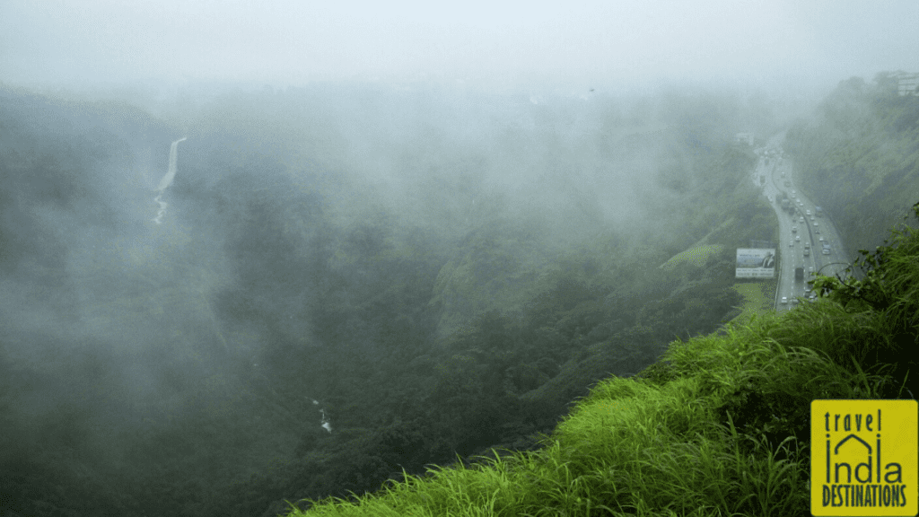 A misty view of Bhor Ghat one of the popular ghats in maharashtra ideal for monsoon road trip from Mumbai.