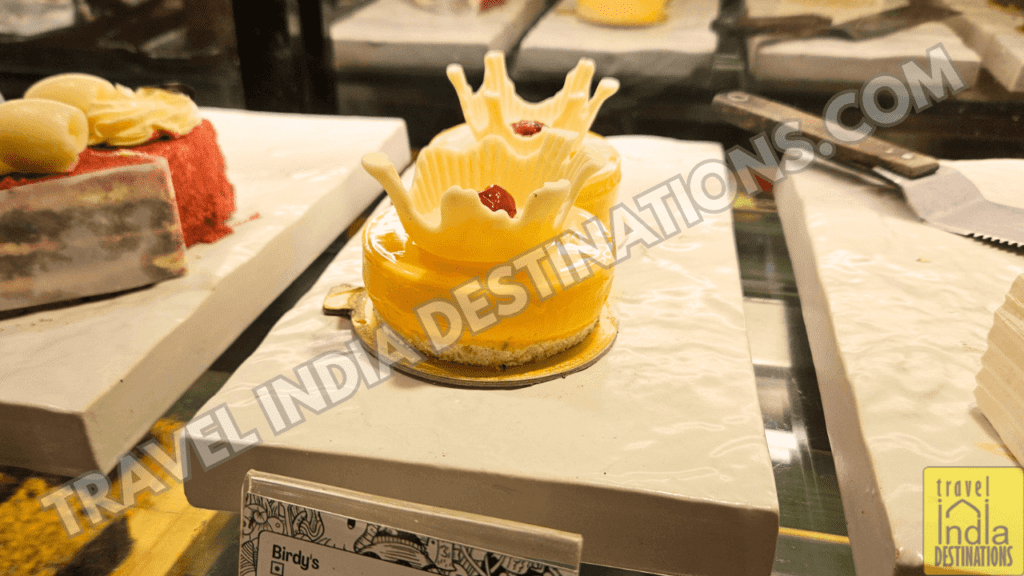 A pineapple flavour pastry at Birdys Mumbai, one of the best cake shops in Mumbai.