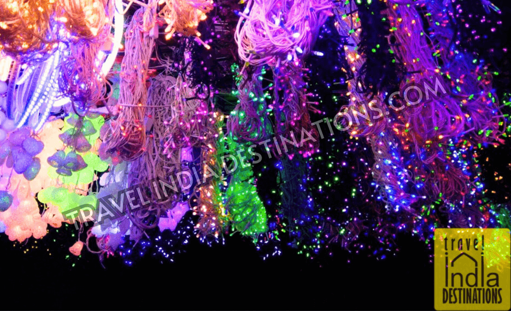 A bunch of LED lights on display to sell at a store near I.C. Colony Borivali, one of the best Christmas markets in Mumbai for shopping.