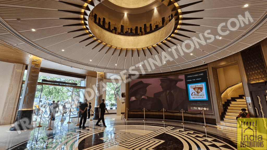 the grand entrance of Eros Cinema Mumbai
