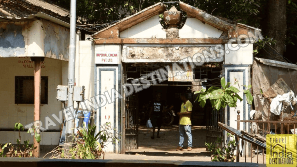 A picture of the front gate of the Imperial Cinema in its dilapidated condition.