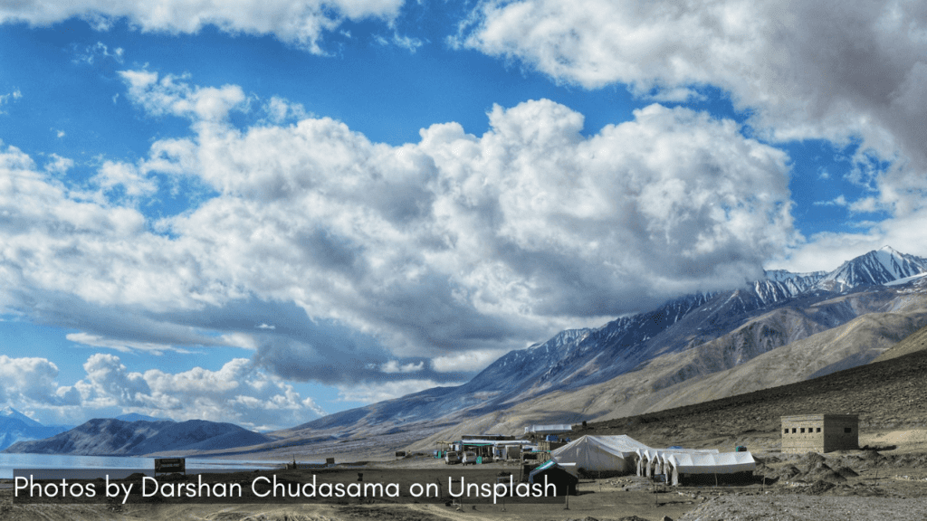 a view of Leh with monsoon clouds