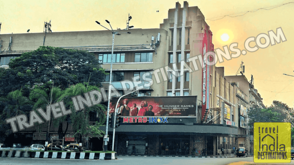 The iconic building of the Metro Cinema in Dhobi Talao, Mumbai now known as Metro INOX Cinema.