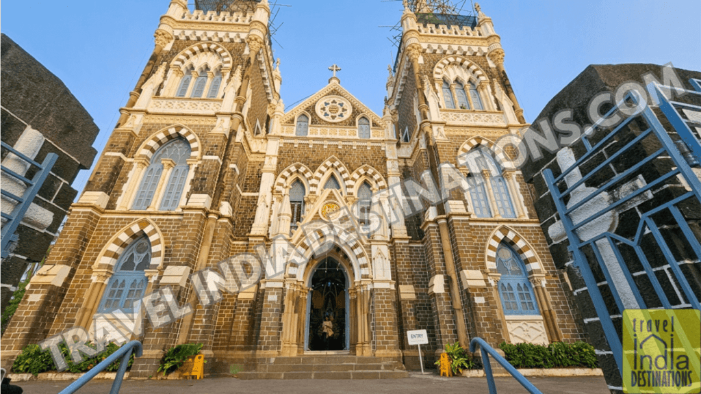 The main door of Mount Mary church on the west side which is one of the famous churches in mumbai for midnight mass