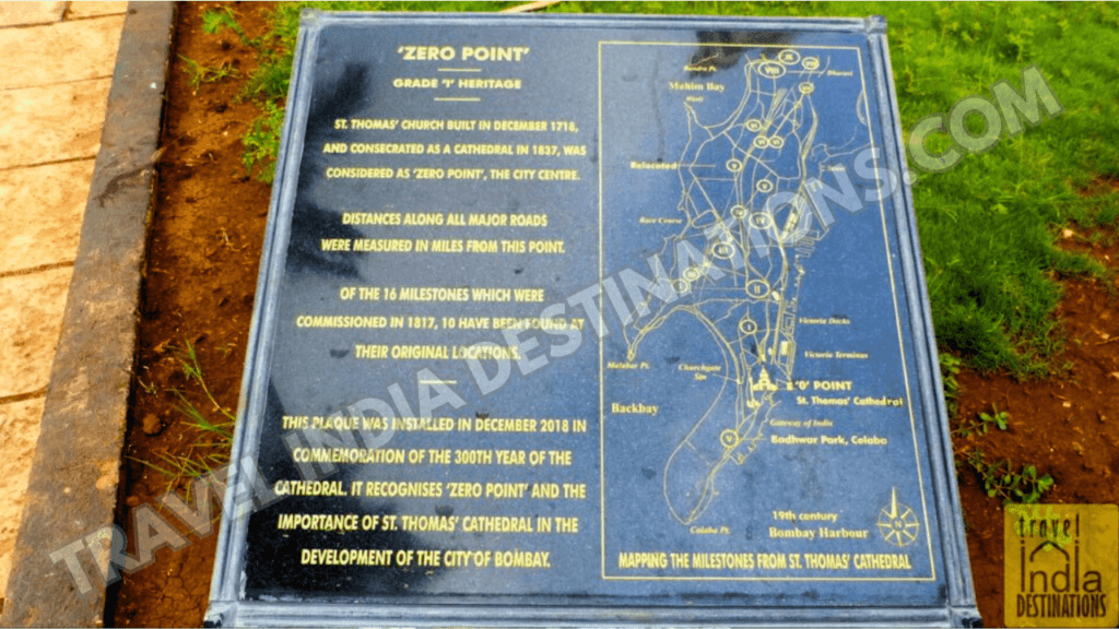 The Zero Point Plaque outside Saint Thomas Cathedral in Mumbai