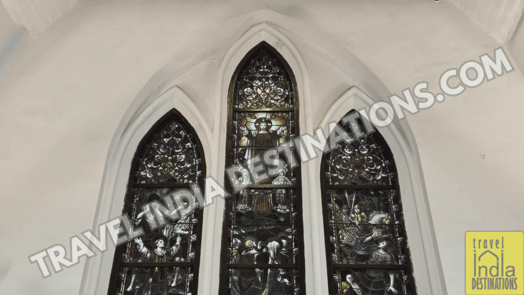 The main altar stained windows at St Stephen's Church Bandra