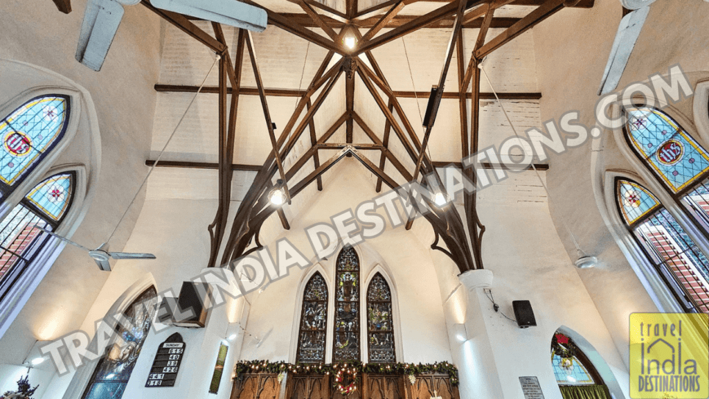 St Stephen's Church altar and roof section