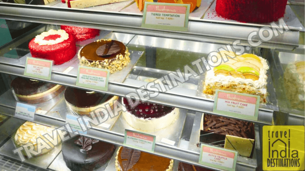A range of Christmas cakes in Colaba at Theobroma store, one of the best shops for Christmas cakes in Mumbai.