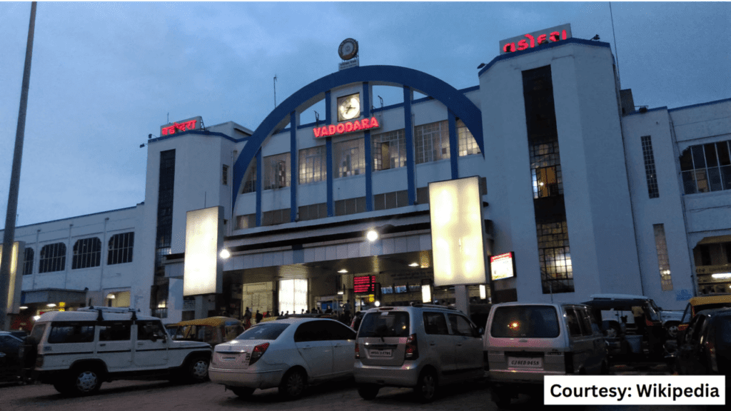 Vadodara Junction in Gujarat, built in 1861, historic station serving as a major hub for trains entering the state.