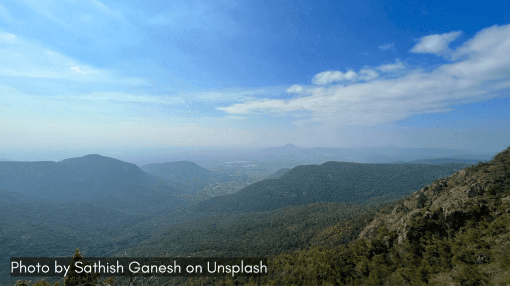 A view of the hills in Yercaud one of the places to visit in Tamil Nadu during monsoon