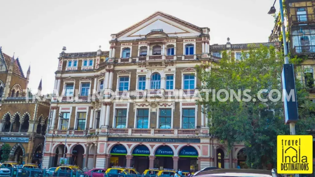 Exterior of the Army & Navy Building, one of the Grade 1 heritage buildings in Kala Ghoda, Mumbai.