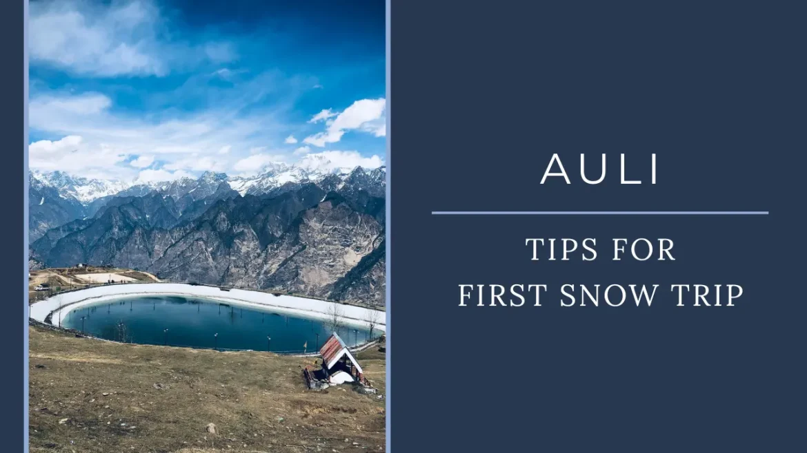 A picture of lake in Auli along with snowy mountains in the backdrop.