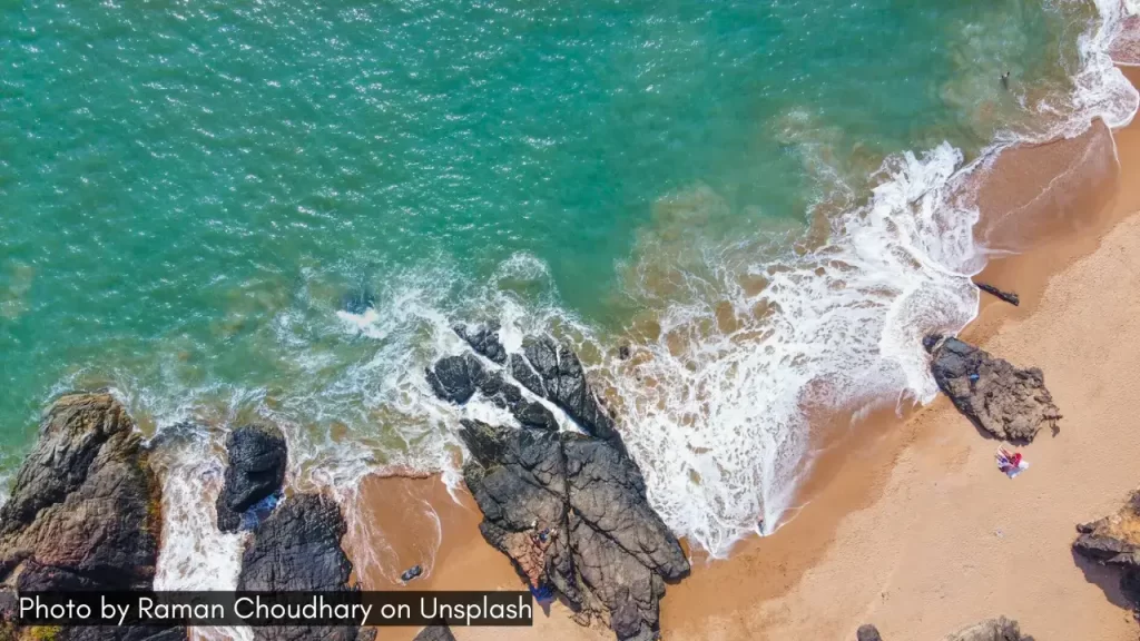 an aerial view of the beach in gokarna one of the best places to visit in march in india
