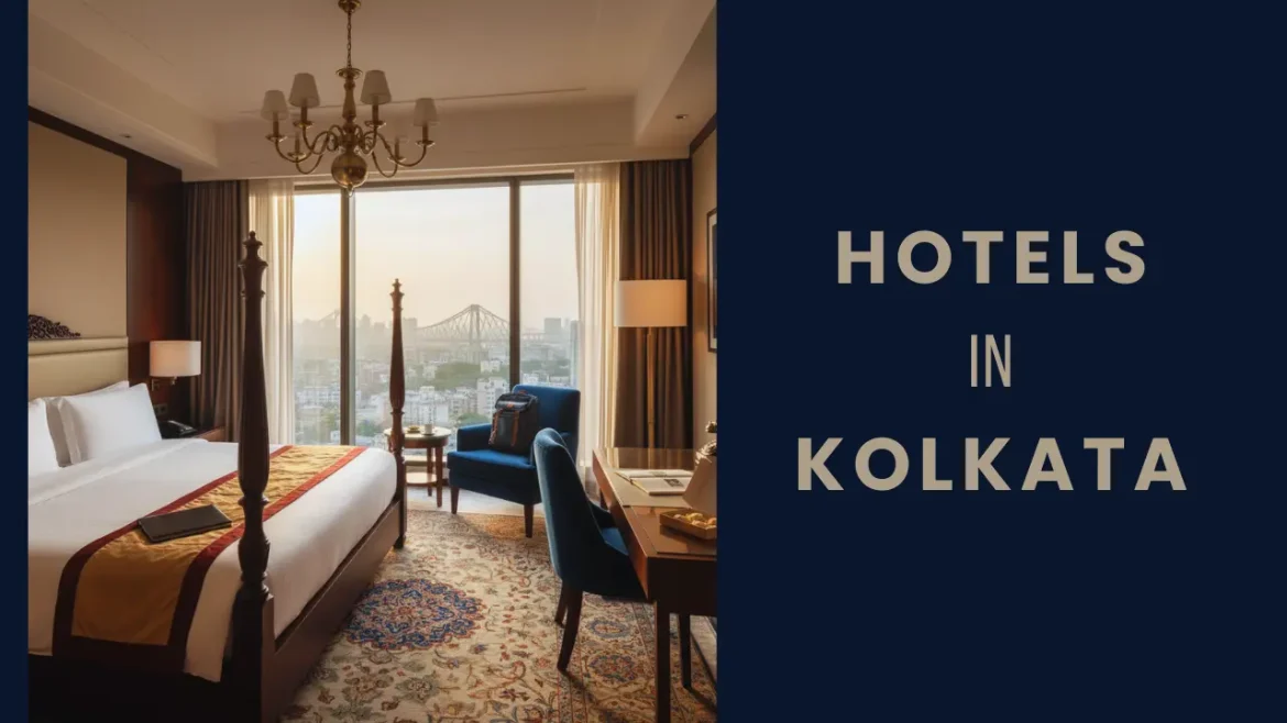 A shot of room in one of the hotels in Kolkata with a view of Howrah Bridge from the window.