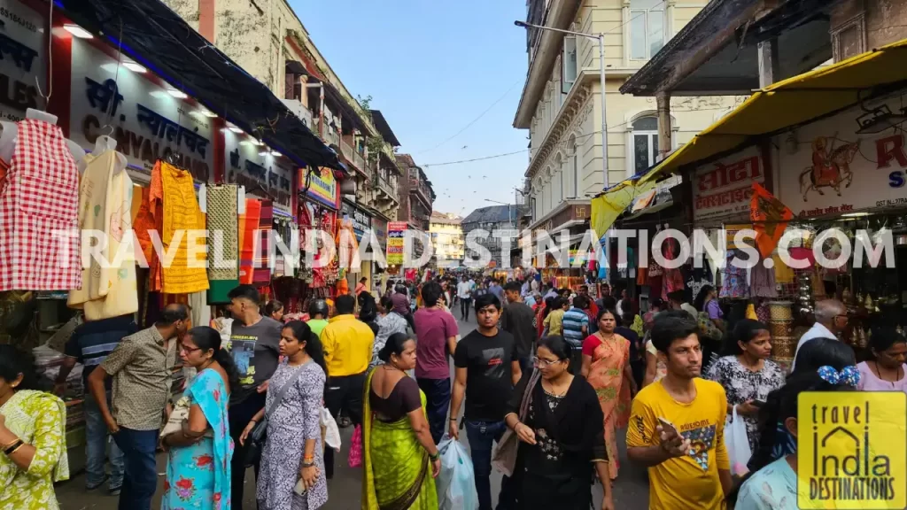 A street view of Bhuleshwar Market one of the busiest shopping markets in Mumbai.