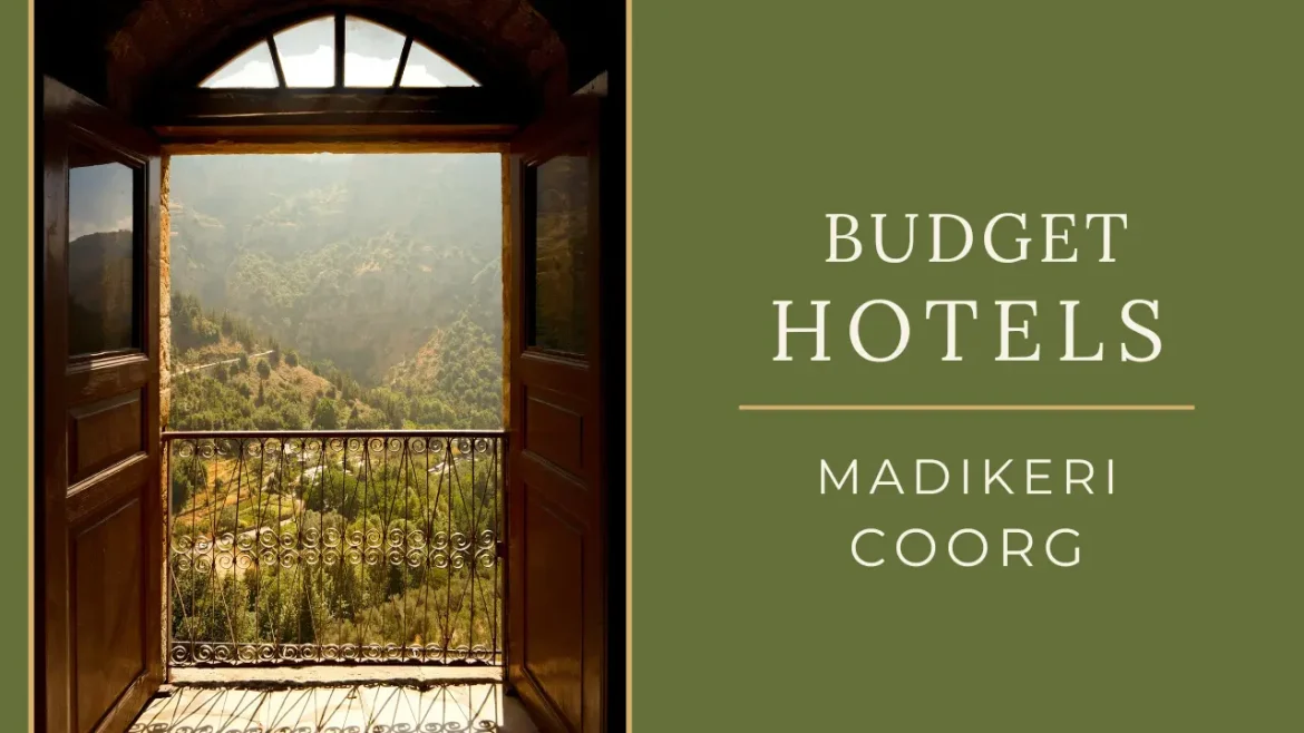 A shot of green hills and landscape from a balcony door in one of the budget hotels in Madikeri Coorg