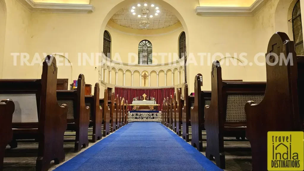 The aisle view of the St. Andrew's Cathedral also known as Church of St Andrew in Mumbai.