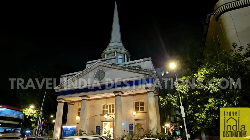 the view of church of st andrew scots kirk in mumbai from across the street
