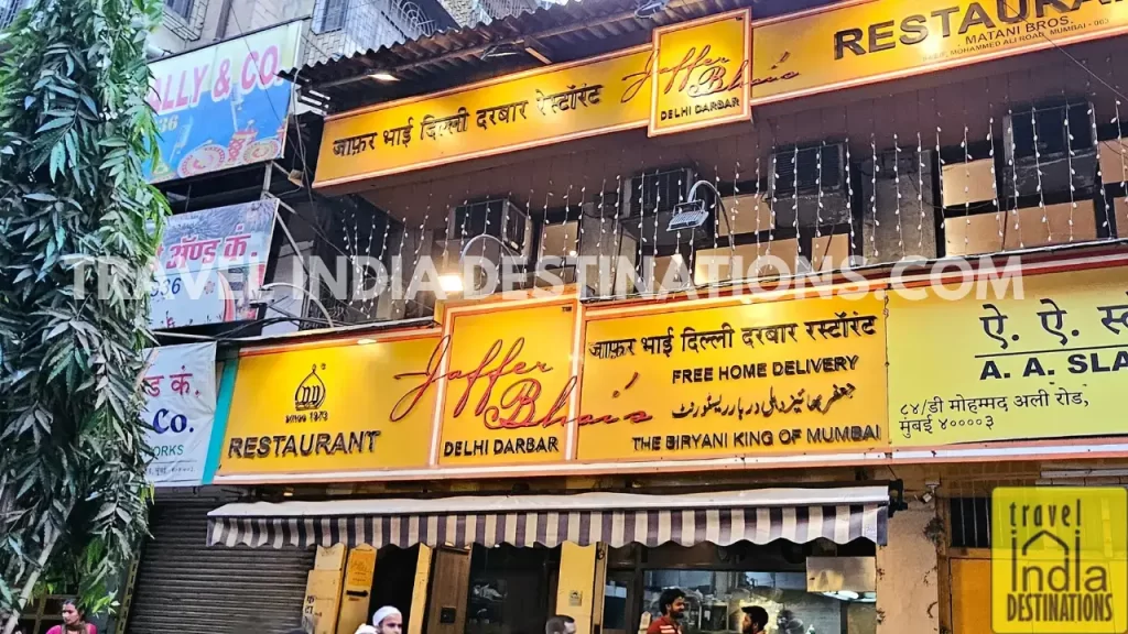 Exteriors of Jaffer Bhai's Delhi Darbar at Mohammed Ali Road, one of the best iftar places in Mumbai.