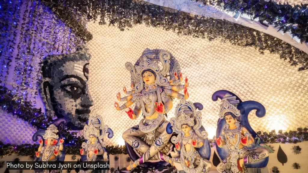Lavish Sets at Hindustan Park Sarbojanin Durga Puja Pandal one of the popular pandals in South Kolkata.