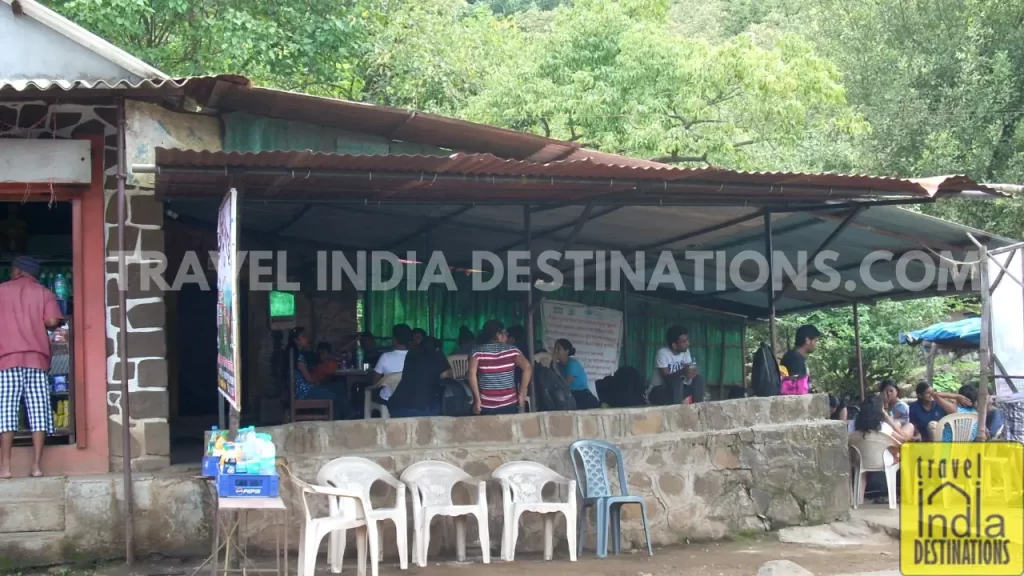 A group of hikers lounging at the local eatery at Lohagadwadi - Lohagad Fort base village.