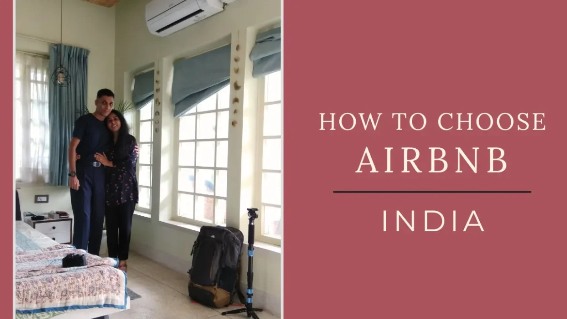 A couple posing for a picture in one of the Airbnb vacation rentals in Jaipur in India.