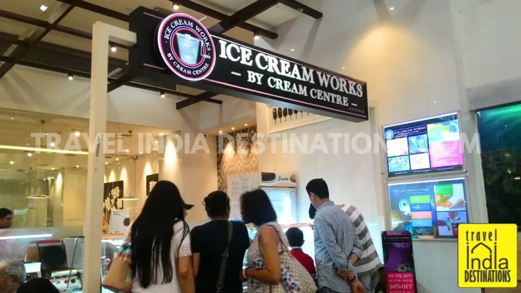 A shot of people buying ice cream at Ice Cream Works at InOrbit Mall Malad, one of the premium ice cream brands in Mumbai.