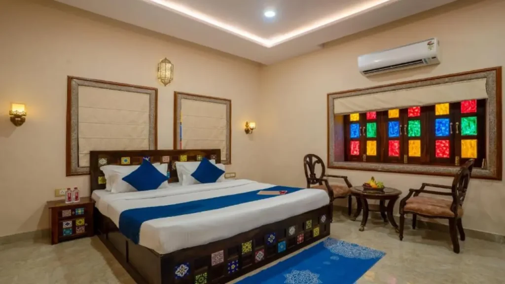 A shot of the spacious interiors at Kailash Heritage - A Royal Boutique Haveli in Jaipur close to Johari Bazar.
