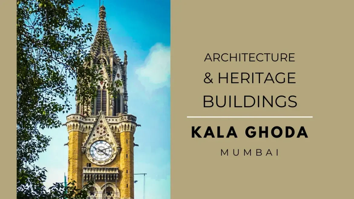 A shot of Rajabai Tower Clock Mumbai against the clear blue sky and tree foliage, one of the important heritage buildings in Kala Ghoda.