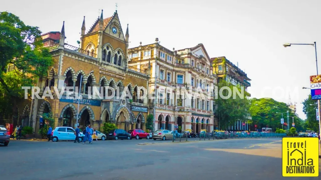 Heritage buildings and streetscapes of Kala Ghoda during the arts festival.