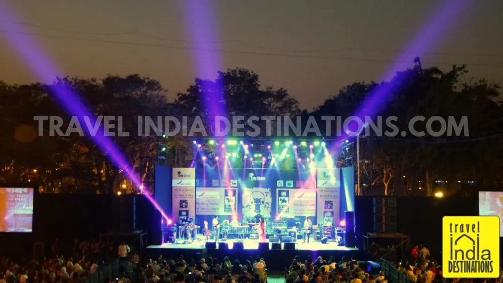 Crowd enjoying a live music performance at Kala Ghoda Arts Festival, Horniman Circle