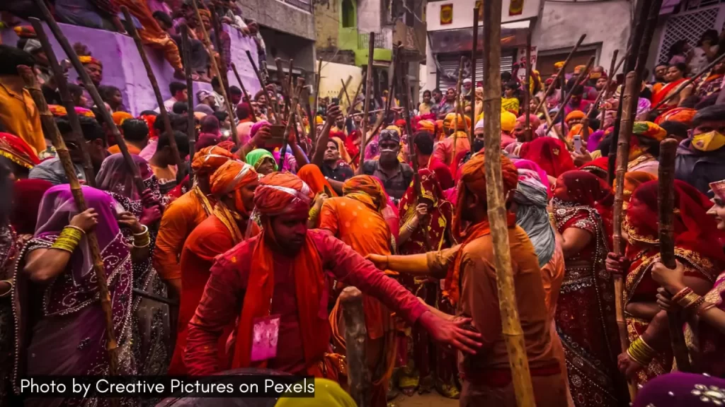 an image of Lathmar Holi in Barsana one of the best places to celebrate Holi in India