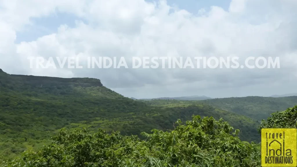 A shot of Lohagad Fort from a distance while trekking from Bhaja Caves near Lonavala.