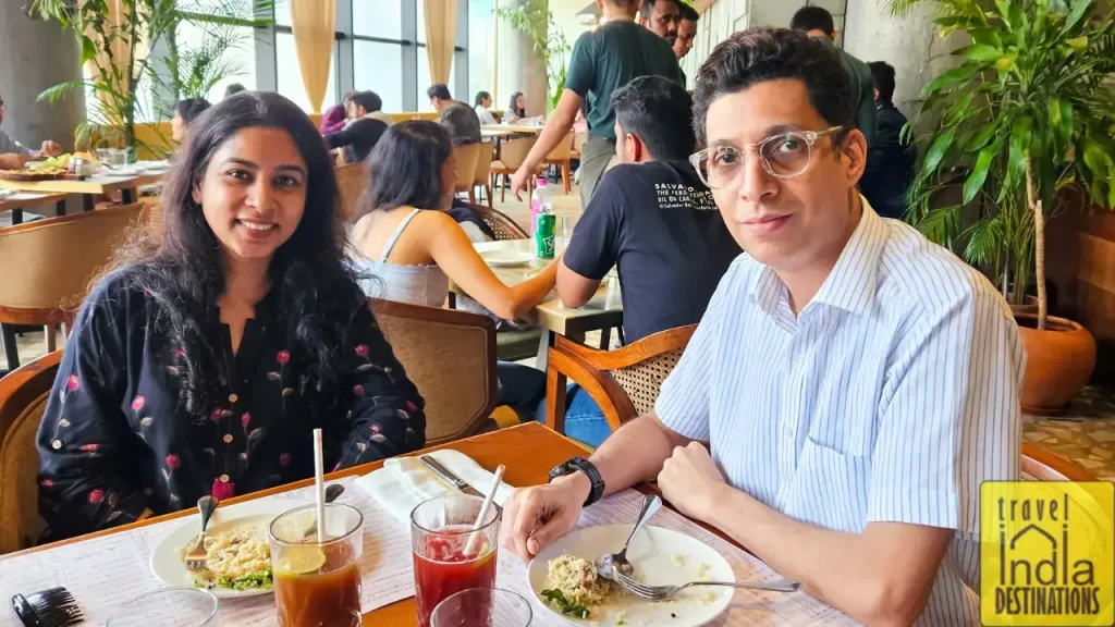couple having lunch at Ishaara restaurant in Lower Parel Mumbai