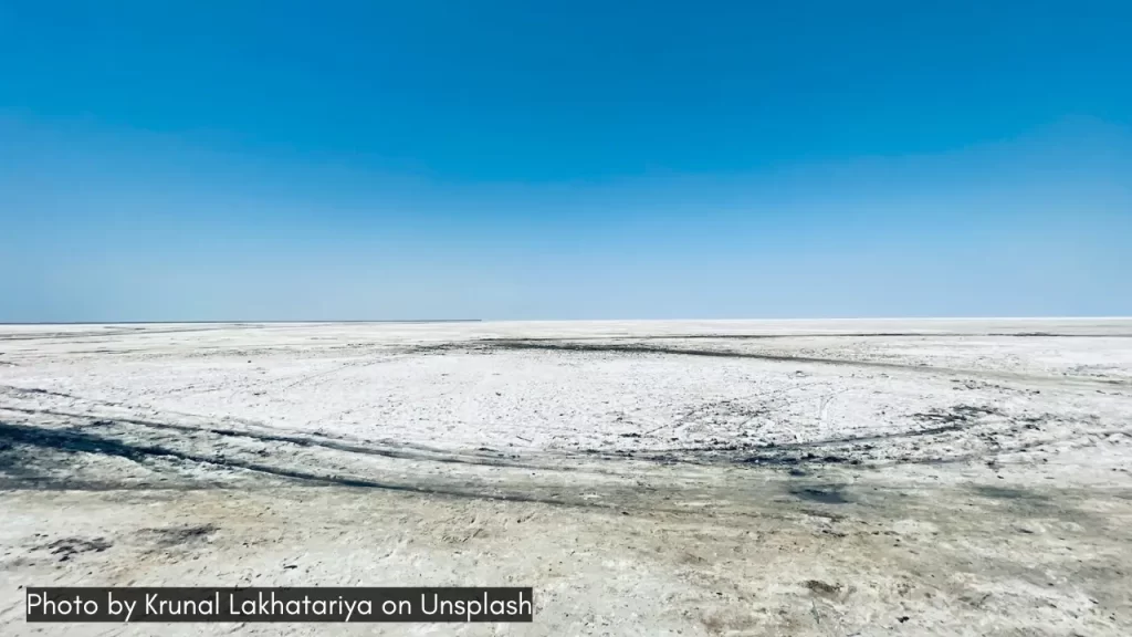 the salty landscape of rann of kutch in gujarat is one of the best places to visit in November in india