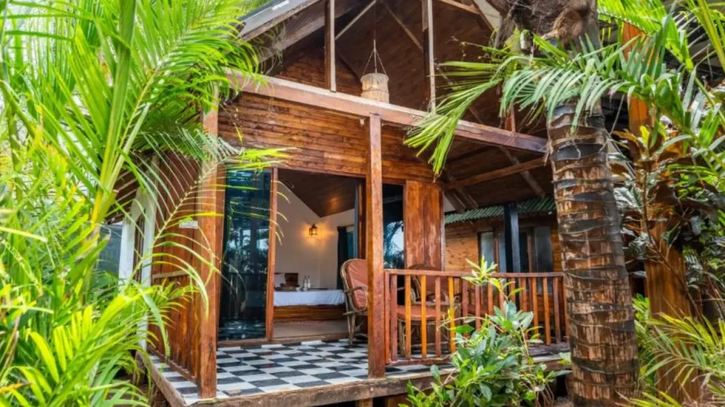 Exteriors of Garden Hut at Simrose boutique hotel in Canacona, one of the best romantic hotels in South Goa.