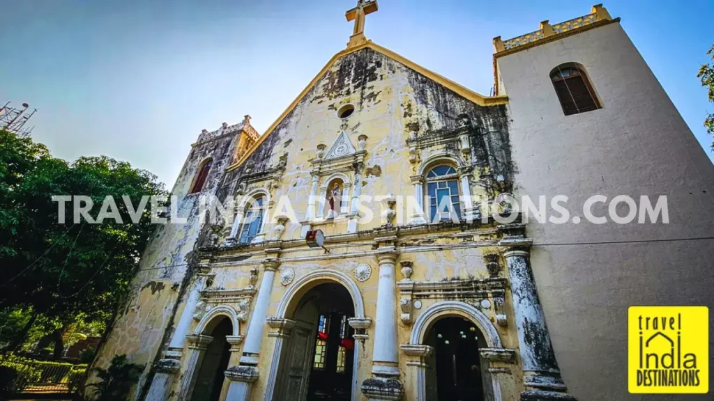 The front exterior of the St Andrew's Church in Bandra with Portuguese architecture.