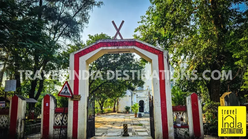 The diagonal cross right above the main gate of St Andrew's Church in Bandra Mumbai.