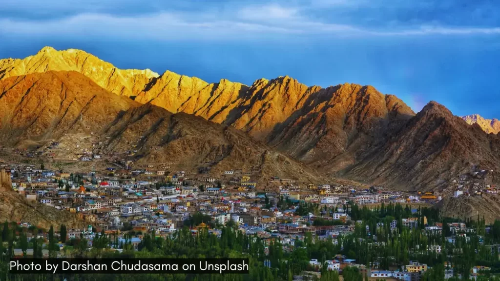 a scenic shot of sunrise in Leh Ladakh one of the best places to visit in June in India