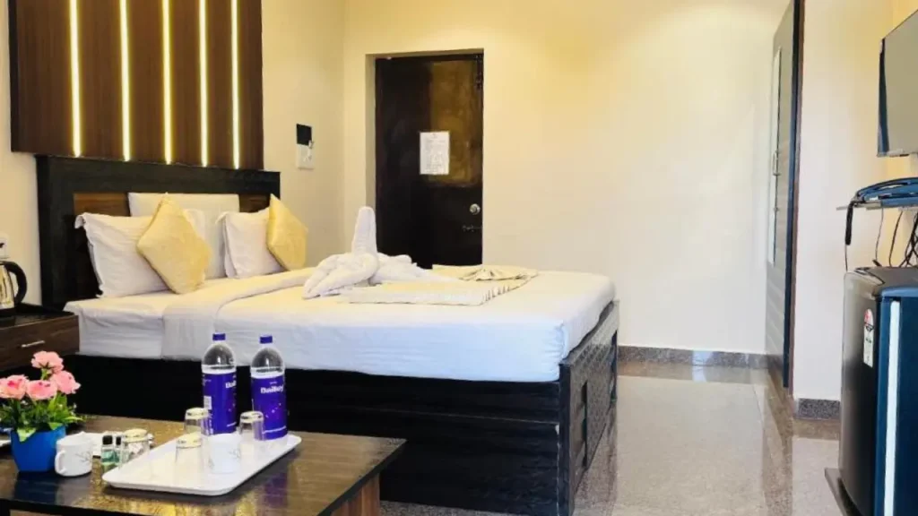 Interiors of the King Suite at the Jeyam Residency, one of the best budget hotels in Pondicherry.